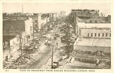 POSTCARD - 1924 LORAIN, OHIO TORNADO - VIEW OF BROADWAY FROM EAGLES BUILDING picture