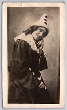 Postcard RPPC Cute Woman in Clown Costume Real Photo Pom Pom Clown Suit picture