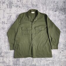 Vintage Military Shirt Mens 17.5 x 34 Green OG-507  Dura Press 80s Utility Army picture