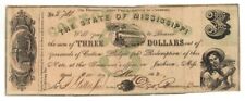 State of Mississippi $3 - Obsolete Notes - Paper Money - US - Obsolete picture