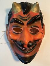 Vintage Ben Cooper Devil Halloween Mask Plastic Hong Kong Adult Satan Colorful picture