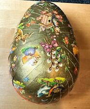 Vintage Large Gold Paper Mache Easter Egg Candy Container / West Germany 5.5