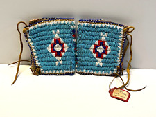 Antique Native American Indian Sioux Beaded Armbands; Sinew Sewn picture