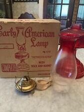 Vintage Early American Lamp “Homesteader “ Ruby Glass Kerosene Oil -orig Box picture