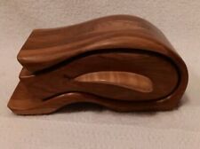 Artisan Hand Crafted Artist Wood Jewelry Trinket Box Wave  Drawer Bandsaw picture