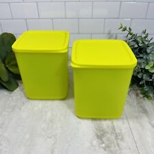 Tupperware Basic Bright Square Round 7.5 Cup Set 2 Lime Green Chartreuse picture