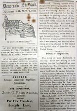 1860 Pro-slavery Northern Civil War newspaper JOHN BRECKINRIDGE for PRESIDENT AD picture