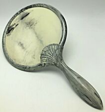Vintage Marbled Plastic Gray Grey Hand Mirror Shell Design picture