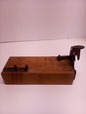 Antique Primitive Early Wooden Cigar Cutter Wooden Base With Metal Cutter  picture
