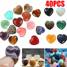 40PC 20mm Mixed Natural Crystal Quartz carved Heart shaped Healing Love Gemstone picture