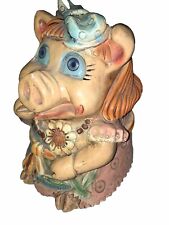 General Art Co 1970 Vintage Chalk ware Large Painted Pig Piggy Bank 13.5” Tall picture