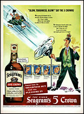 1943 Seagram's 5 Crown Whiskey large fan blow tough vintage art print ad adL27 picture