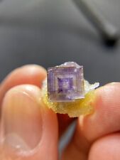 Rare   3.9g Exquisite multi-layer purple window cubic fluorite mineral crystal picture