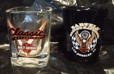 Harley Davidson Shot Glasses 2.5 inches tall (one black, one clear) picture