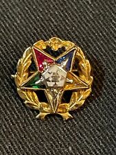VINTAGE 10KT YELLOW GOLD MULTI GEMSTONE ORDER OF THE EASTERN STAR PIN NICE picture