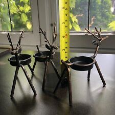 Reindeer Tea Light Candle Holders 3 Three Holiday Decor Rustic Decor Cottagecore picture