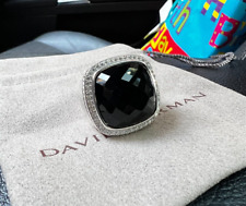 David Yurman Albion 925 Silver 20mm Albion Black Onyx  & Diamond Ring Sz 8.5 picture