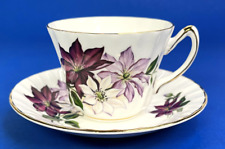 Vintage Royal Kendall Teacup Saucer Purple Flowers Bone China England Gift picture