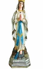 OUR LADY LOURDES LARGE 38” VIRGIN MARY STATUE GOLD CROWN JESUS MADONNA CATHOLIC picture