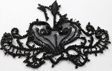 Vintage Antique Mourning Edwardian Victorian French Applique Jet Beads 5.5