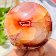 592g Natural Red Carnelian Red Agate Quartz Crystal Sphere Ball Healing picture