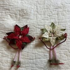 Krinkles Dept 56 Patience Brewster Lot Of 2 Poinsettia Fairy Ornaments picture