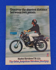1973 HARLEY DAVIDSON TX-125 ORIGINAL COLOR PRINT AD 