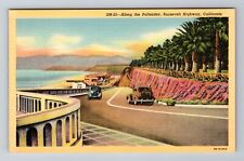 Palisades CA-California, Roosevelt Highway along Palisades, Vintage Postcard picture
