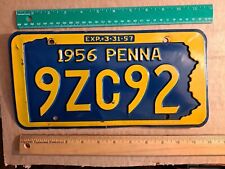License Plate, Pennsylvania, 1956, 9 ZC 92 picture