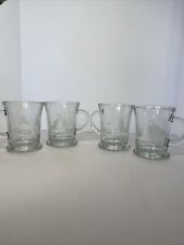 LOT OF 4 ANCHOR HOCKING CABIN PINE TREES SCENE COFFEE HOT CHOCOLATE GLASS MUGS picture