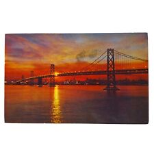 Postcard Sunset San Francisco Bay Bridge Chrome Posted picture
