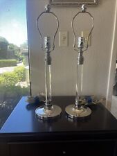 Two Silver Tone Acrylic Lamps No Shades picture