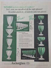 1954 Anchor Hocking Anchorglass green juice sherbert goblet  glass ad picture