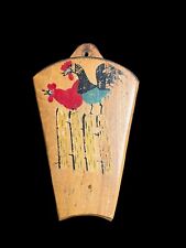 Vintage NEVCO Wooden Knife Holder Distressed Wall Mount Roosters picture