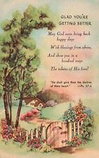 Vintage Postcard Glad You're Getting Better Religious Message Home Landscape picture