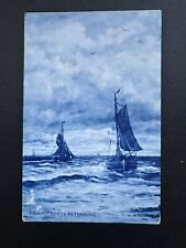 Postcard Fishing Ships Boats Returning Home Ocean  to Dock Back & White R108 picture