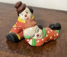 Vintage Ceramic And Hand Painted 2 Clowns  Mini Figurines picture