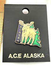 MOOSE PINE TREES  A.C.E. ALASKA VINTAGE PIN RARE picture