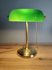 Vintage Bankers Desk Lamp Green Glass Shade Student Piano Table Light 14