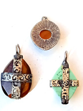 3PCS Antique Extremely Rare Ancient Bronze Viking Amulet Pendant Necklace picture