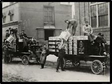 Stroh's Beer New Metal Sign: Antique Stroh's Beer Trucks Being Loaded w/ Crates picture
