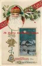 Christmas, Winsch 1912 No WIN07-1, Red Cap Santa, Winter Snow Covered House picture