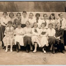 c1910s Cute High School Girls Group RPPC Students Teacher Photo A156 picture