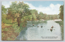 Boating on Bronx Lake, New York Zoological Park, #6773 Postcard, Zoo Canoe Kayak picture