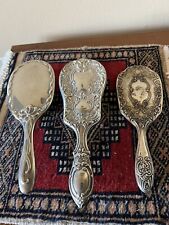 Hair Brush paddle Silver Plate Antique Floral Heavy Ornate Embossed picture