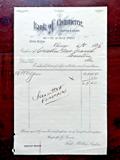 ANTIQUE 1896 CHICAGO, IL BANK OF COMMERCE RECEIPT $25.40 BANK DRAFT? - FP45 picture