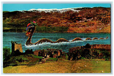 c1950's Loch Ness Monster at Castle Urquhart Scotland Vintage Postcard picture