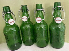 Vintage Grolsch Green Embossed Beer Bottles  16 oz. Swing Top Empty lot of 4 picture