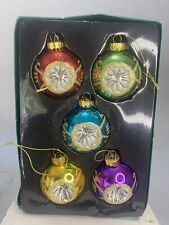 Santa’s World Kurt Adler Indent Ornaments Set Of 5 Ornaments Multi Color Glitter picture