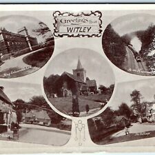 c1910s Witley, England, UK Town Multi View Postcard Litho Photo Train Church A40 picture